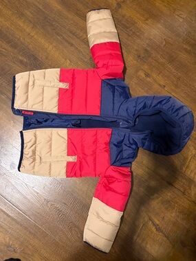 The Children's Place Colorblock Puffer Jacket - Navy, Red & Beige